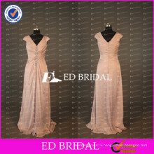 ED Bridal Elegant Cap Sleeve V Neck Long A Line Taffeta Peach Mother Of The Bride Dress 2017